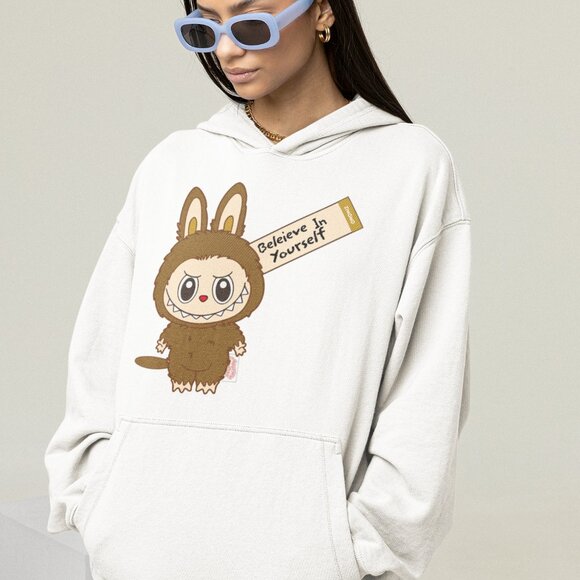 Labubu White hoodie Cute Mokoko Style Hoodie – “Believe in Yourself” - Picture 4 of 7